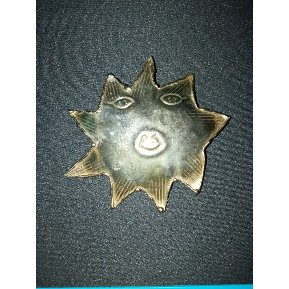Sun face starburst large brooch 4"x3.5" Vintage made in India
